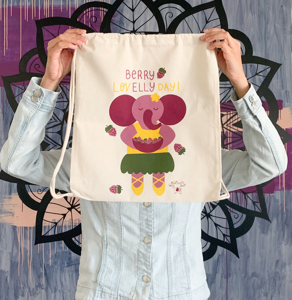 Elephant Cinch Bag (Organic cotton)
