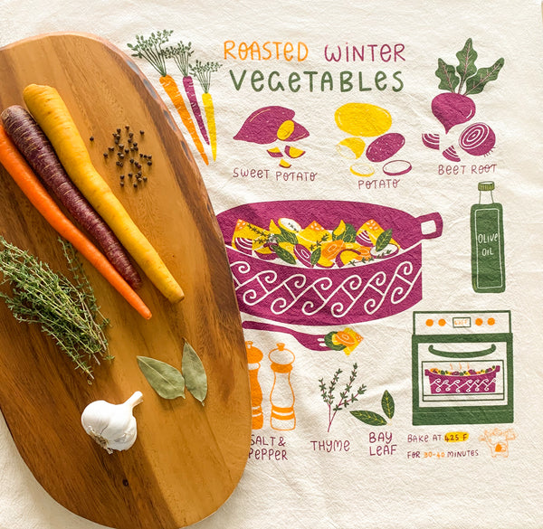 Roasted Winter Vegetables Tea Towel