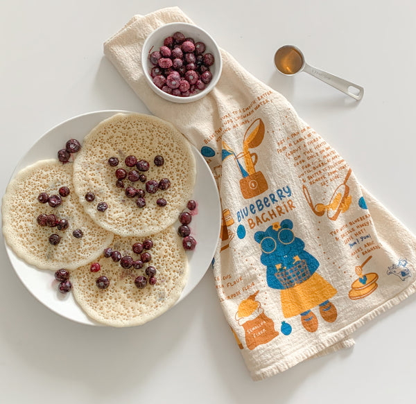Blueberry Baghrir Recipe Tea Towel